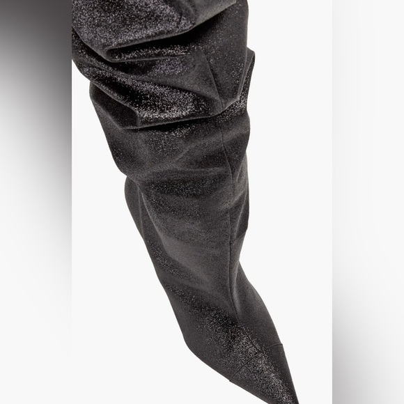 GOOD AMERICAN SLOUCH OVER THE KNEE BLACK GLITTER BOOTS. NEW IN BOX. - Picture 8 of 16